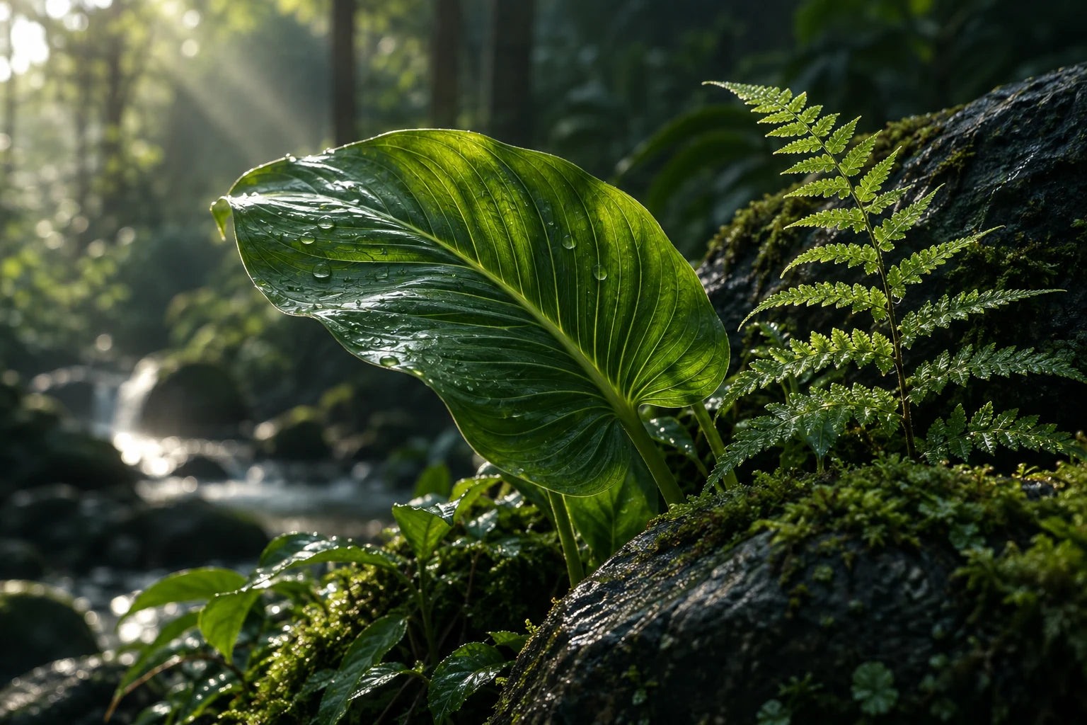 Fresh green botanical leaves