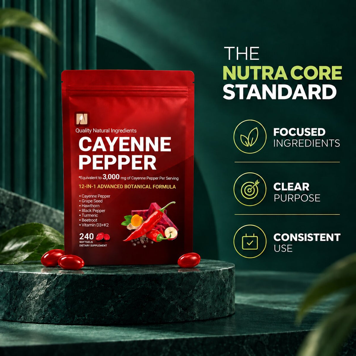 Cayenne Pepper Softgels — 240 Count