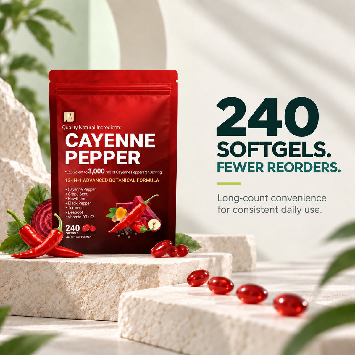 Cayenne Pepper Softgels — 240 Count