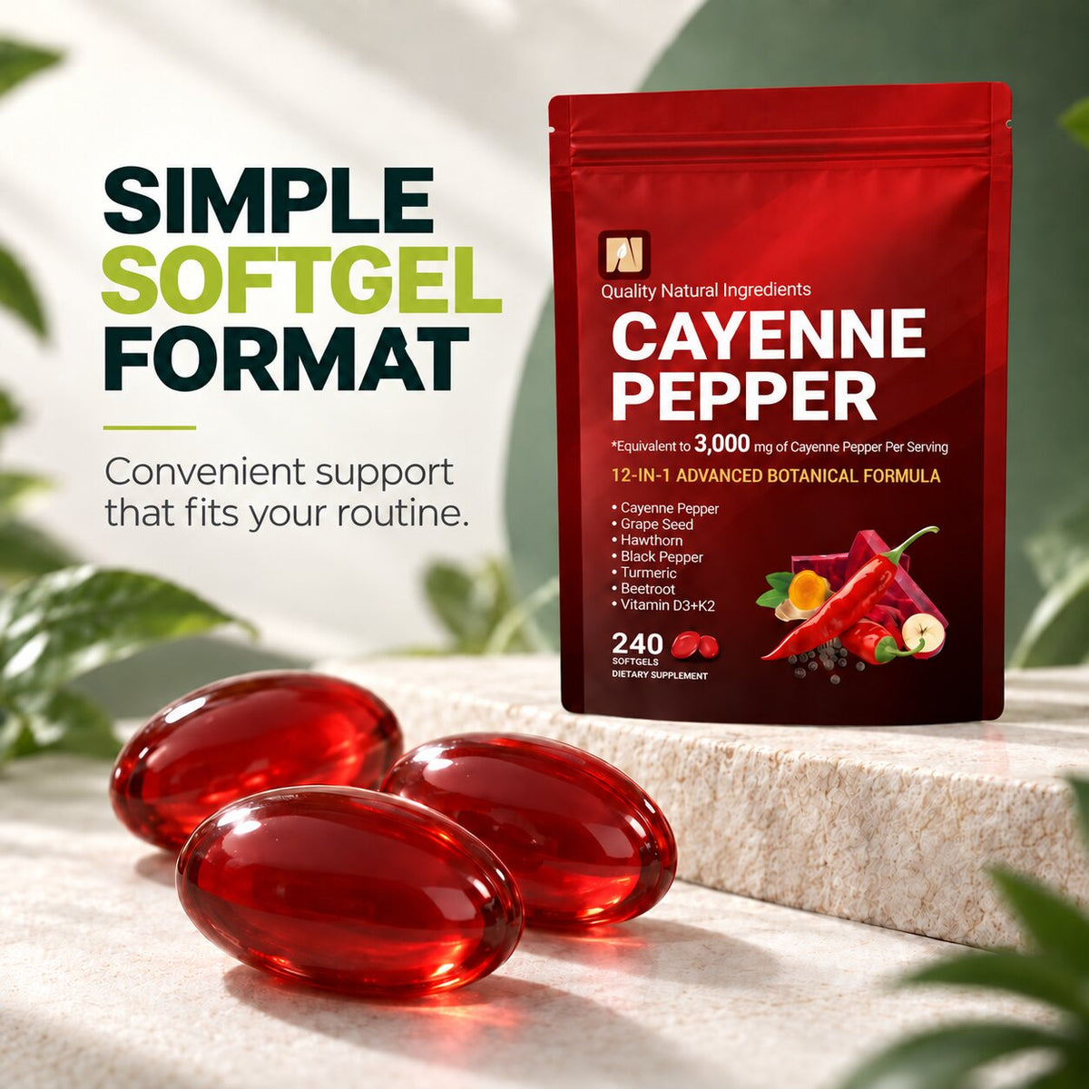 Cayenne Pepper Softgels — 240 Count