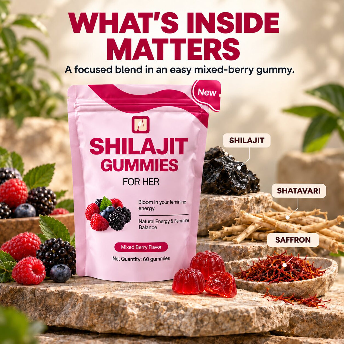 Women's Shilajit Gummies — Energy, Mood & Vitality Support