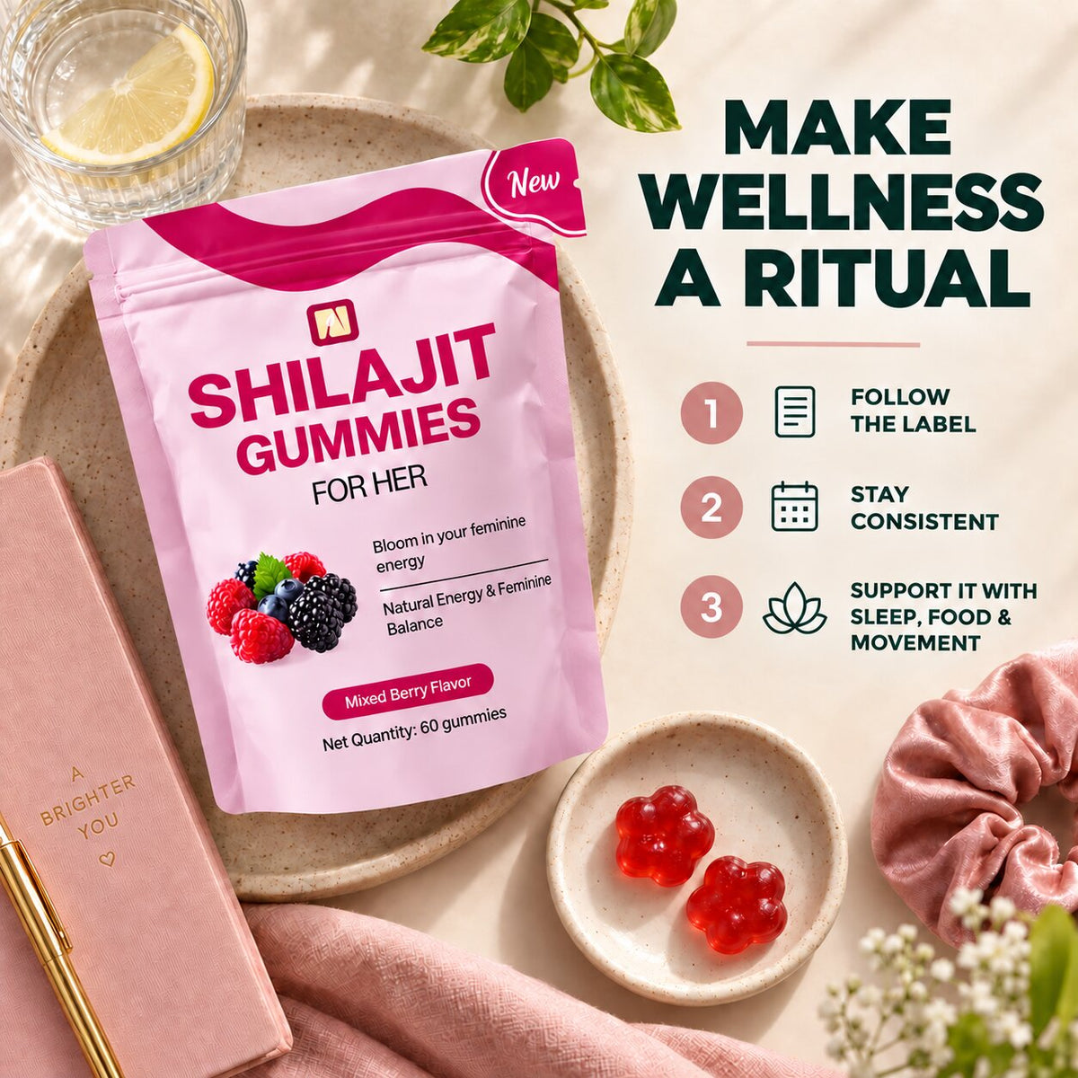 Women's Shilajit Gummies — Energy, Mood & Vitality Support