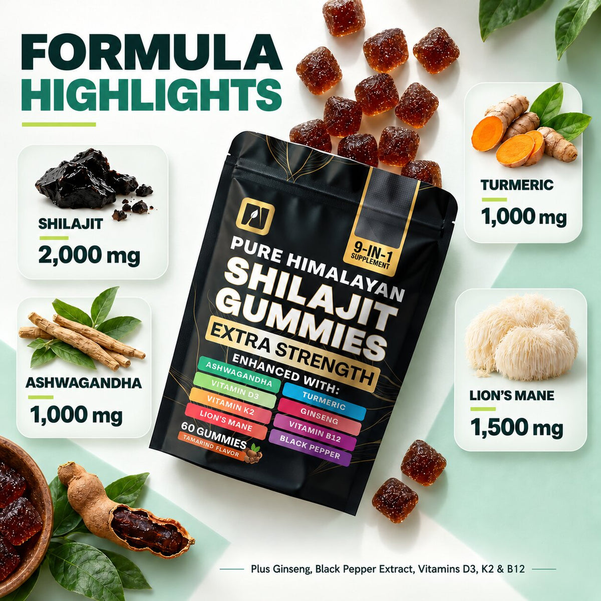 Shilajit 2,000 mg Complex Gummies — 9-in-1 Formula