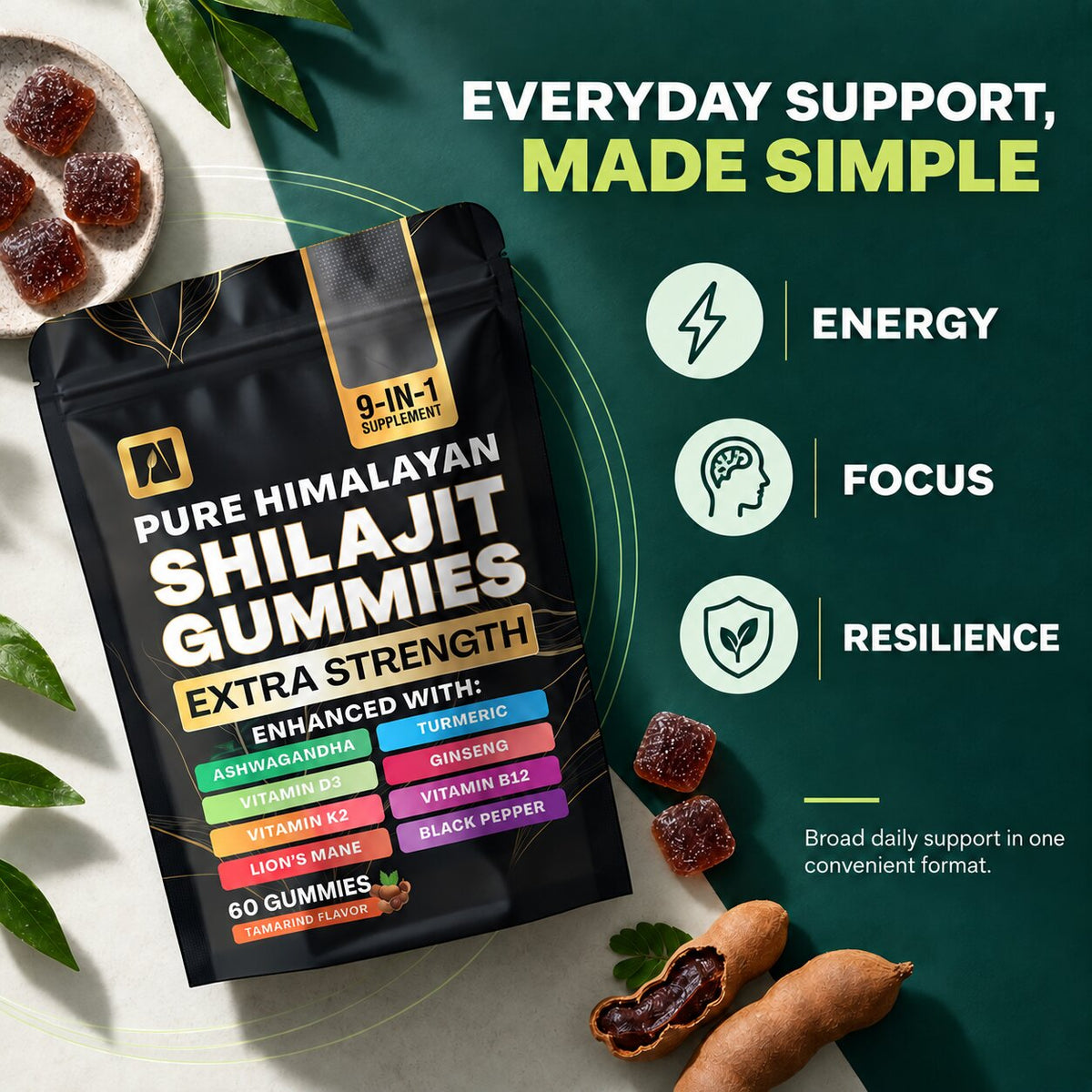 Shilajit 2,000 mg Complex Gummies — 9-in-1 Formula