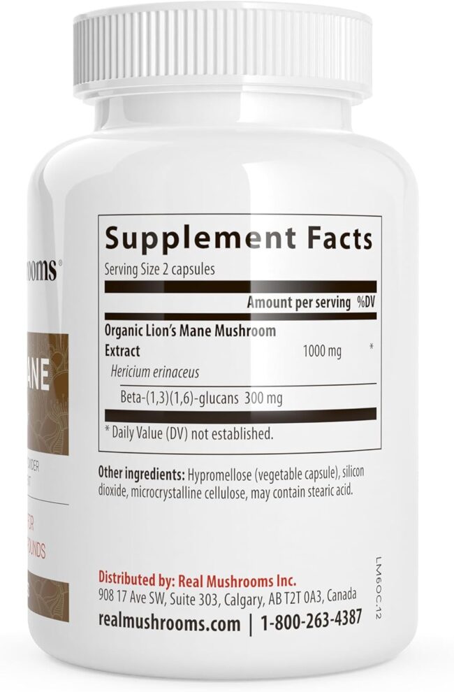 Lions Mane Mushroom Cognition 120 Capsules - Image 3