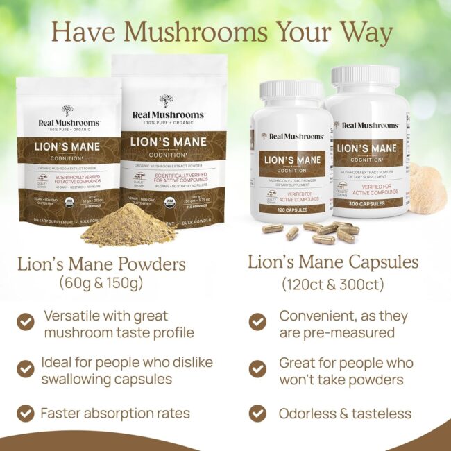 Lions Mane Mushroom Cognition 120 Capsules - Image 6